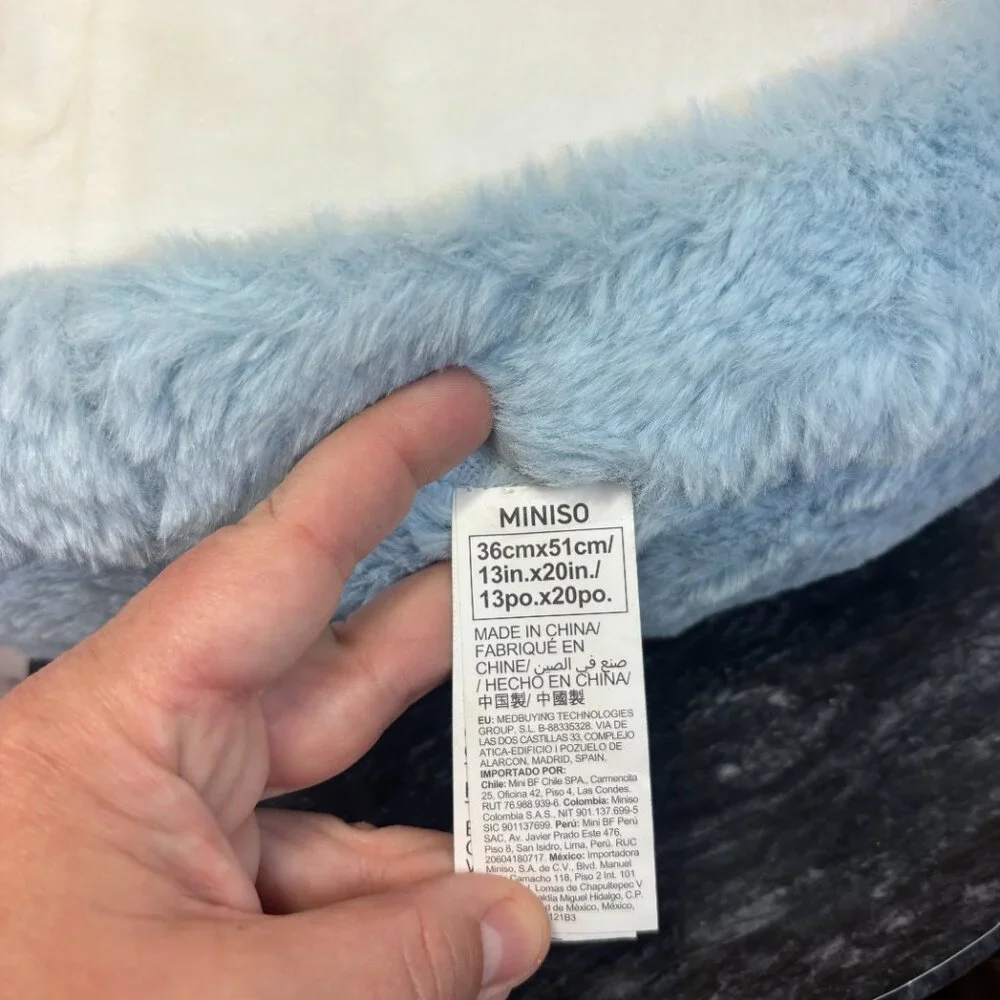 Miniso Ocean Penguin Head Shape Pillow Plush Stuffed Animal Blue 13”